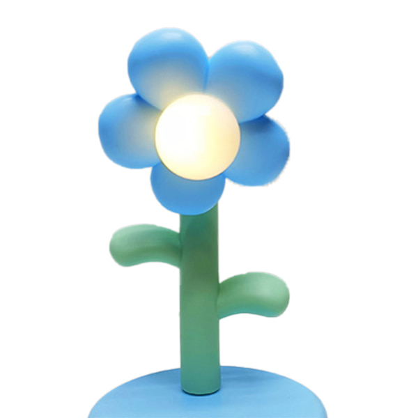 Sød blomst nattelys bærbar bordlampe dekorativ til kontor sovesal indretning Blue