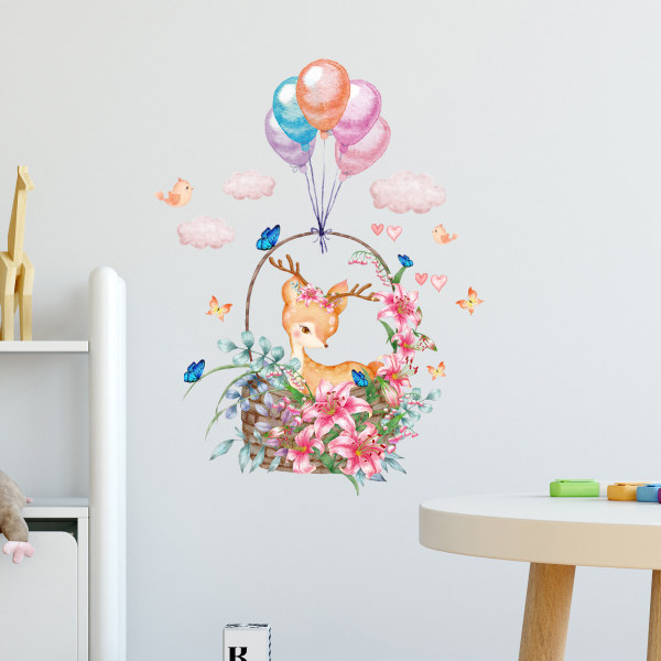 Tecknad ballong fjäril rådjur barnrum dagis Heminredning väggdekor