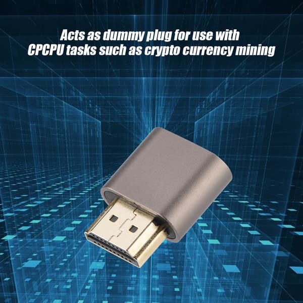 HDMI Dummy Plug Hovedløs Ghost Display Emulator Display Adapter 1920x1080 @60Hz Sølvgrå