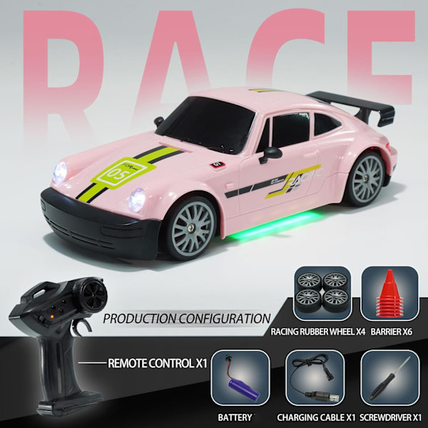 GoolRC RC Driftbil, 1:20 2.4GHz 4WD Hög Hastighet 20KM/H Racingbil Fordon, Utbytbara Driftdäck Racing Sport Leksaksbilar med LED-lampor