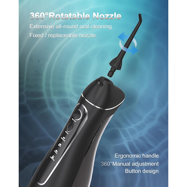Vandtråd Tandtråd Tandstikker - Bærbar Trådløs Oral Irrigator 300ML Genopladelig 4Modes Rejse Irrigation Cleaner IPX7 Vandtæt Elektrisk Vand