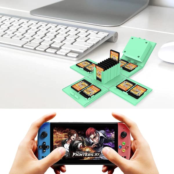 Spilopbevaringsboks til Switch-spilkort Dinosaurterning op til 16 spil, foldbar Nintendo Switch-spilkortetui terning Nintendo Switch-spilopbevaringsboks