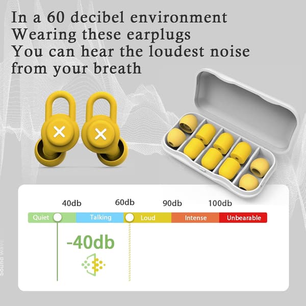 Ørepropper til 40dB støjreducerende øretelefoner, bløde silikone ørepropper til søvn, anti-snorken enheder, høreværn mod støj S