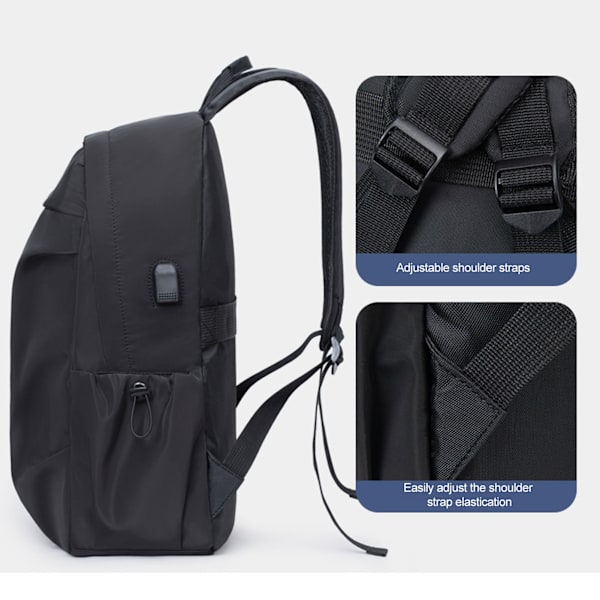 Man Ryggsäckar Lätt Laptop Business Resväska med USB Laddningsport för Skola Utomhus  Polyester Blue