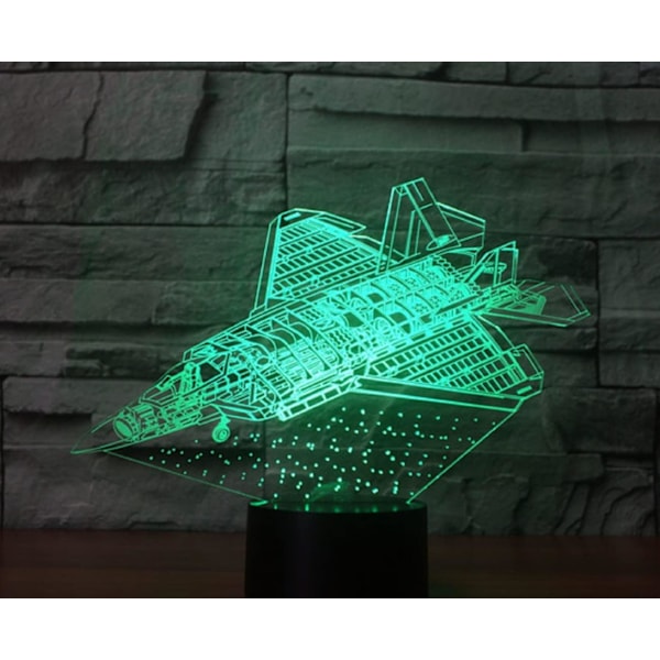 3D Flygplan Fjärrkontroll 16 Färger Nattlampor Illusion Akryl LED Bord Sänglampa Barn Sovrum Skrivbordsdekoration Födelsedagspresenter Leksak för Barn