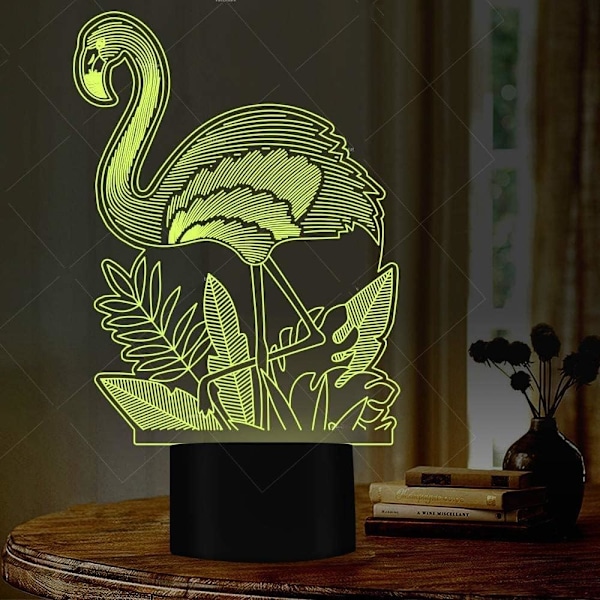 3D Kreativ Flamingo Fjernkontroll 16 Farger Nattelykter Illusions Akryl LED Bord Nattbord Lampe Barn Soverom Skrivebord Dekor Bursdag Jul Gave
