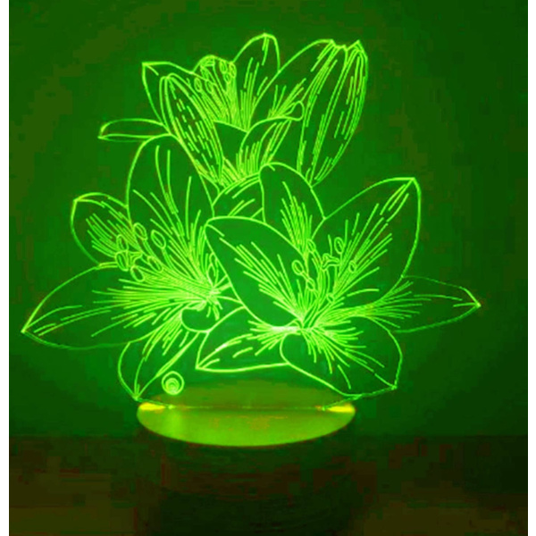 3D Blommanattlampa LED-lampa Illusion 7 Färgväxlande Touch Switch Bordsskiva Dekorationslampor Födelsedagspresent Akrylbas USB-kabel Leksak