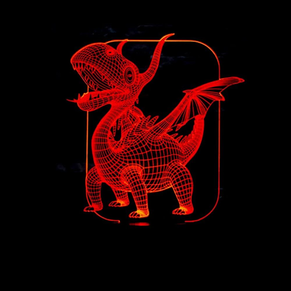 Pterosaurs Draken 3D LED-lampa Magisk Illusion LED Bordlampa med Bild Nattljus för Pojkar Barn Presenter 7 Färger Touchkontroll