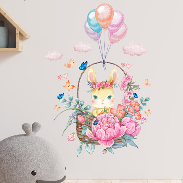 Tecknad ballong fjäril kanin barnrum dagis Heminredning väggdekor