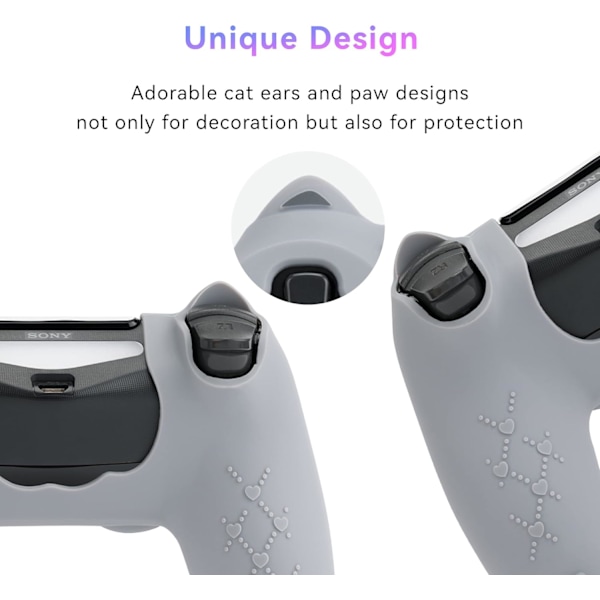 Kattenslab PS4-kontrollerhud Anti-skli Silikonhud Beskyttende Deksel for PS4 Trådløs Kontroller Grey