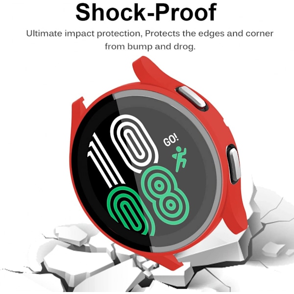 För kompatibel Samsung Galaxy Watch 4 44mm fodral härdat glas skärmskydd hårt matt PC skyddande ram reptålig full täckning Galax