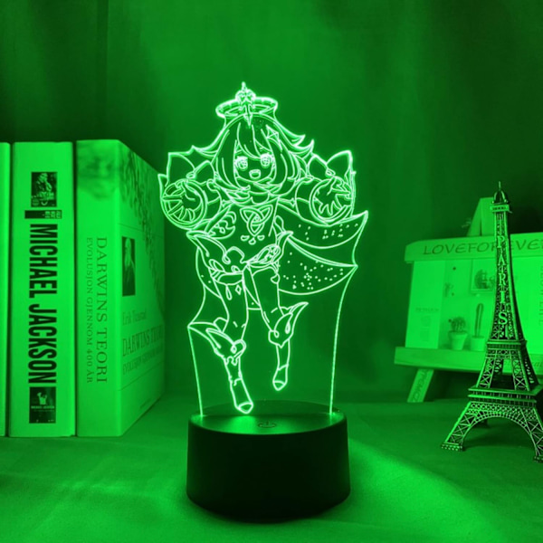 Anime Nattlampa Manga LED Nattlampa Genshin Impact Paimon NPC 3D Lampa Spel Fjärrkontroll 16 Färger ATTOE