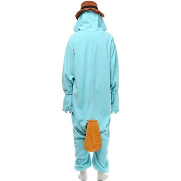 Unisex voksen kostumebold jul rollespil næbdyr et-stykke pyjamas blå, blød og behagelig uden at skade din hud.