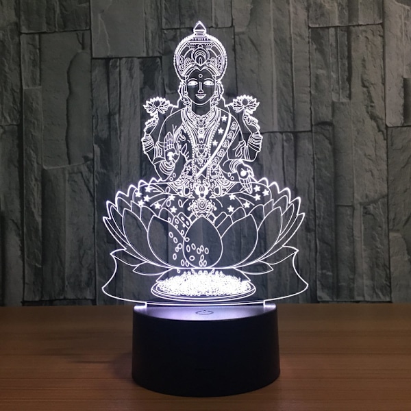 7 Färgväxlande Nattlampa 3D Atmosfärisk Glödlampa 3D Visuell Illusion LED-lampa för Barnleksak Jul- och Födelsedagspresenter (Buddha)