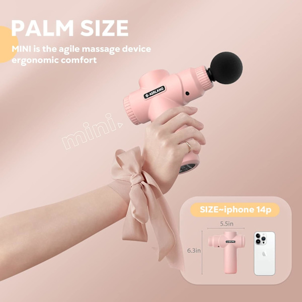 Mini massasjepistol - Rosa, muskel dypvevsmassasje pistol for tretthetslindring, håndholdt perkusjonsmassasjepistol, bærbar stille massasjepistol med bæreveske f Pink