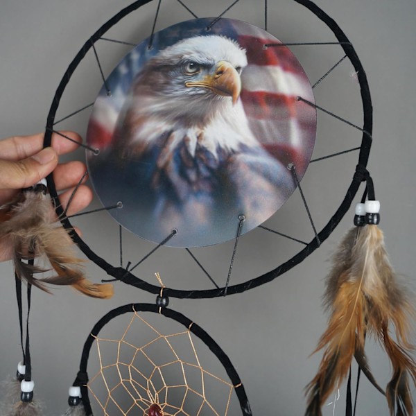Wolf Eagle Drömfångare Väggdekor för Pojkar Barnrum Drömfångare Stor Drömfångare Vägghängande (DC10 3D Örn)