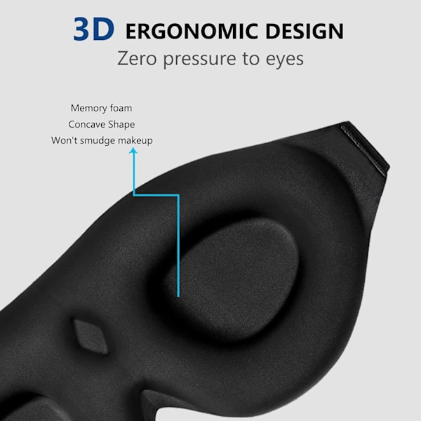 Sovemaske til Kvinder og Mænd med Støbte Øjenkopper, Velkontureret 3D Ekstra-Plys Blød Memory Foam Blackout Øjenmaske Nul Pres på Øjenlåg