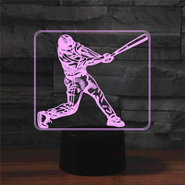 3D Play Baseball Fjernbetjening 16 Farve Natlys Illusion Akryl LED Bord Sengelampe Børneværelse Skrivebords Dekoration Fødselsdagsgaver Legetøj