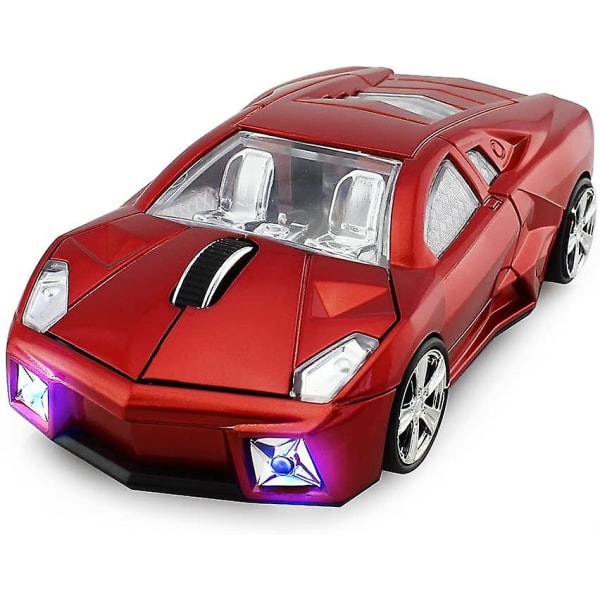Autohiiri Langaton 2,4 GHz, Cool 3d Sport Car Shape Mouse Optiset hiiret 1600 Dpi USB vastaanottimella Sopii PC:lle/tietokoneelle/kannettavalle (punainen)