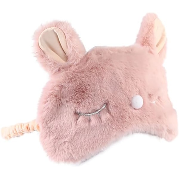 Mjuk Ögonmask för Sömn Söt Tecknad Katt Kanin Djur Pälsig Sovmask Halvt Ansikte Sovmask Ögonbindel Ögonskugga Ögonskydd för Tra