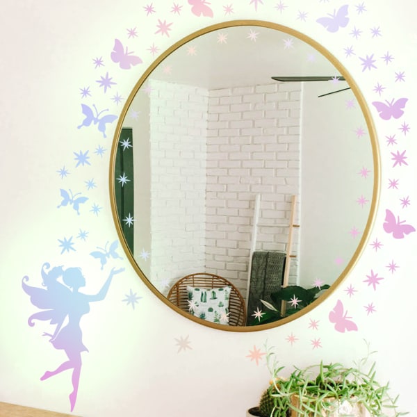 Lysande DIY-väggdekaler Grön Fairy Angel Star fjäril Väggdekor Sovrum Vardagsrumsdekorationer Barn Väggdekaler
