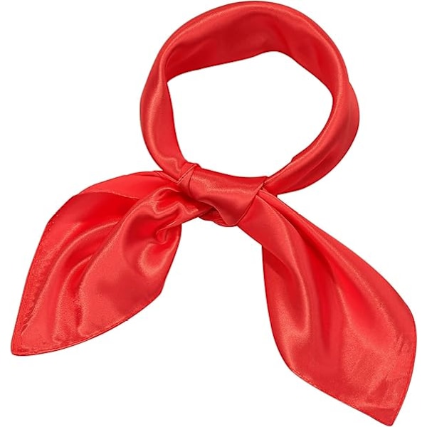 Dammode Mjuk Stor Satinsjal i Chiffong Polyester - Flerfärgad - Röd