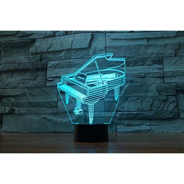3D Pianokontroll 16 Färgade Nattlampor Illusion Akryl LED Bord Sänglampa Barn Sovrum Skrivbordsdekoration Födelsedagspresenter Leksak för Barn