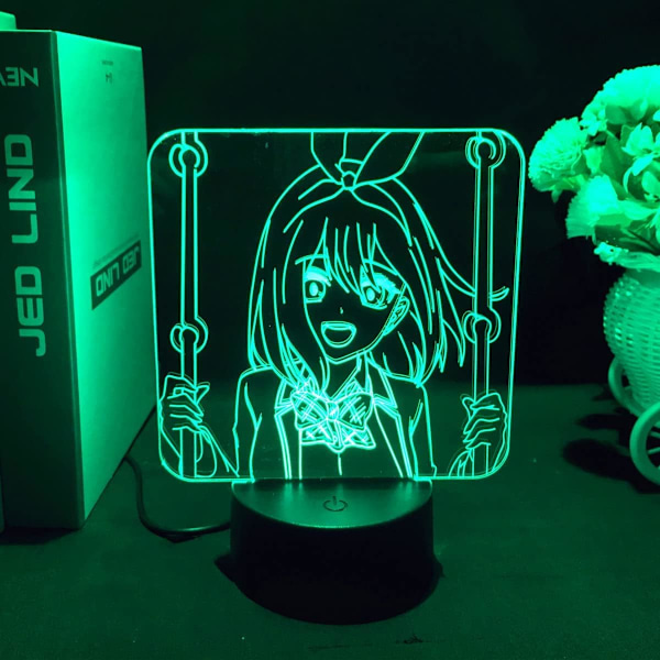3D Illusionslampa Nakano Miku Yotsuba Anime LED Nattlampa Sovrumsdekoration Skrivbordslampa 16 Färgförändringar för Fans Barnfödelsedagspresent (Typ 2)