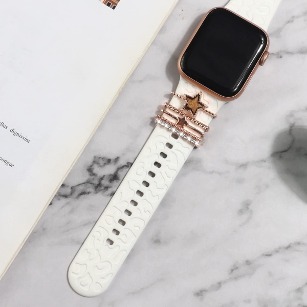4 stk./sett klokkebåndpynt til Apple Watch Series-reim, dekorative ringer for Samsung Huawei