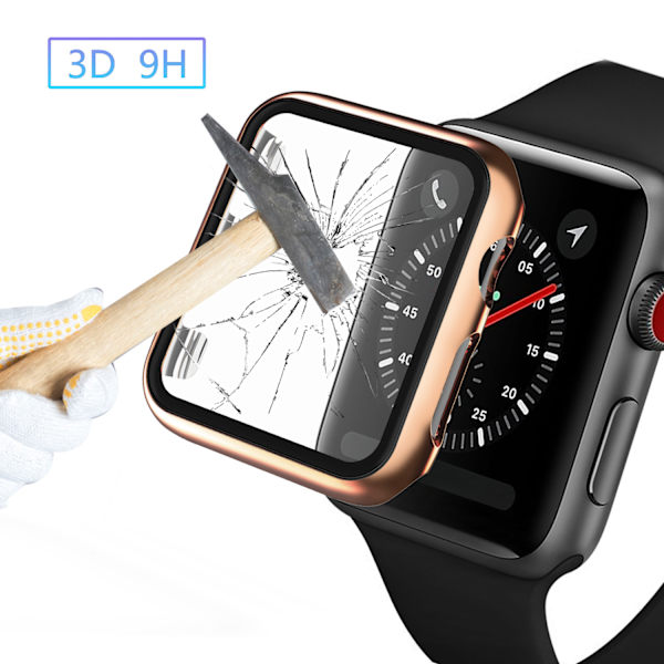 [2 STK] Etui med hærdet glas skærmbeskytter til Apple Watch Series 2/3/4/5/6 40mm Hard PC Fuld beskyttende cover