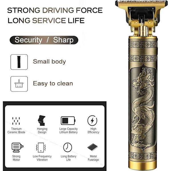 Hårklippare för män - Professionella hårklippare, 0 mm skalliga hårklippare T-blad hårklippare för män Zero Gapped Detail Beard Shaver Barbers Gold buddha
