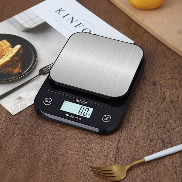 Matvåg - Vågskala för mat i uns och gram, digital köksvåg, 0,05 oz/1 g 15 lb/7 kg vattentät rostfri vägningsplattform för kakor