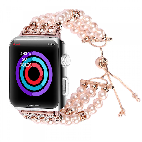 Pärlarmband för Apple Watch Series SE 8 7 6 5 4 3 2 1, Justerbart Agat Pärla iWatch 38/40/41mm Smycken Armband