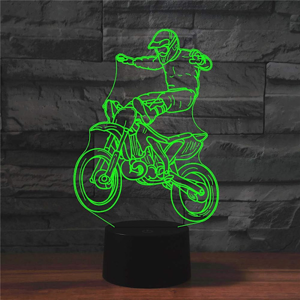3D Motorsykkel Stunt Fjernkontroll 16 Farger Nattlys Illusions Akryl LED Bord Nattlampe Barn Soverom Skrivebord Dekor Bursdagsgaver Leke