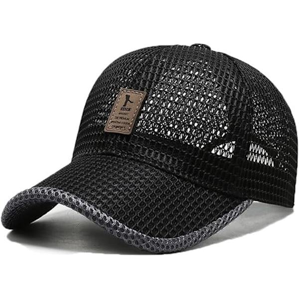 Sommer Mesh Baseball Cap til Mænd Kvinder Trucker Mesh Hat Baseball Caps Udendørs Sports Løb hat 1-black