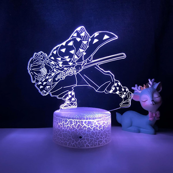 Akryl LED Natlampe Anime Demon Slayer Figur til Børn Børneværelse Dekoration Cool Kimetsu Lampe Gave
