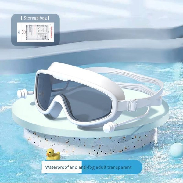 Adult Large Frame Swimming Goggles Waterproof Anti-fog HD Swimming Glasses One-piece Ear Plug Silicone Children Swimming Goggles