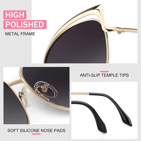 Trendy Oversized Solbriller for Kvinner Polariserte Cat Eye Cute UV400 Beskyttelse Grey Lens Model B