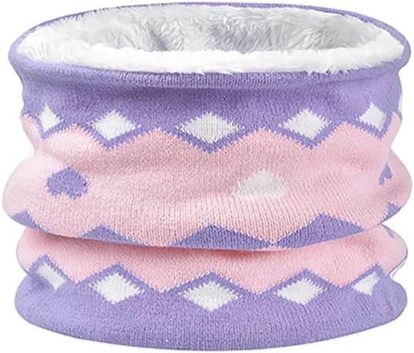 3-delad varm vinterdräkt för barn - unisex-vänlig mössa utan kant, halsduk och handskar, ullfoder, lämplig för 2-4 år purple