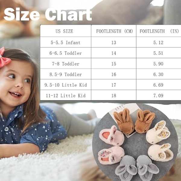 Flicktofflor för flickor och pojkar, söta tofflor med kanindesign, plyschtofflor för inomhusbruk, halkfria