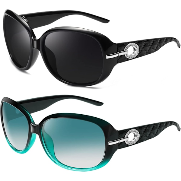 Jackie Solbriller Oversized Shades for Kvinner Trendy Store Rektangel Solbriller UV Beskyttelse Solbriller Black and Green