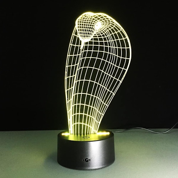 Slange 3D LED Lampe Kobra Natlampe Illusion Lys Lamper Berøringsføler USB Akryl Lampe Hjem Dekoration Gave 7 Farveændring