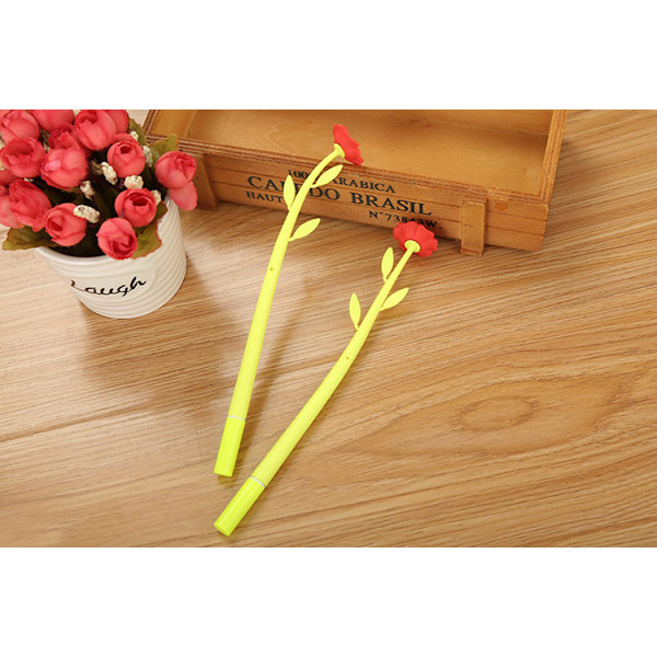 Nyhed Blomster Penne Sæt 0,5 mm Sort Græs Blad Kuglepen Gel Blæk Pen Skole Børn Studerende Gave(3PCS)