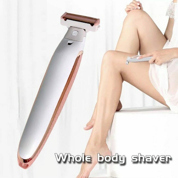 Oppladbar damebarbermaskin og trimmer, hvit/roségull