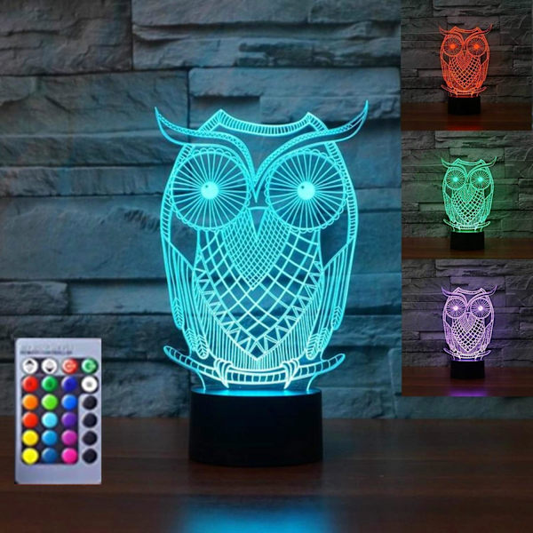 3D Ugle Ørn Natlys Bordskrive Optisk Illusion Lamper 16 Farveskiftende Lys LED Bordlampe Julegave Hjem Kærlighed Fødselsdag Børn Børn Dekoration Gave