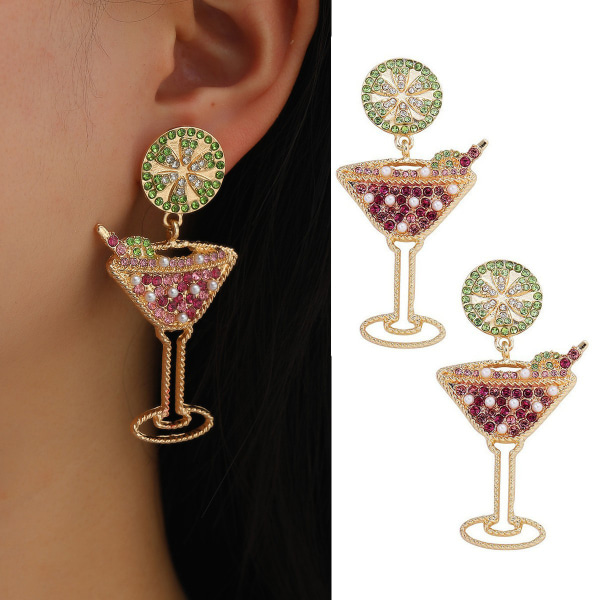 Kvinnors vinglasörhängen Frukthängen Roliga örhängen Cubic Zirconia örhängen, smyckengåvor för kvinnor och flickor