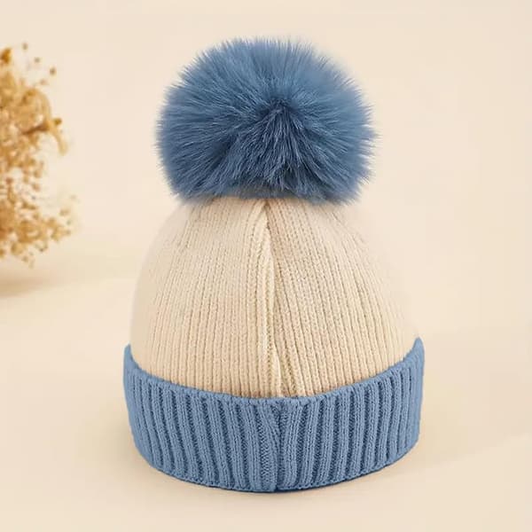 Varme, strikkede, bønneformede vinterhatte til børn - Søde plys unisex-hatte, bløde skull-hatte, til drenge og piger