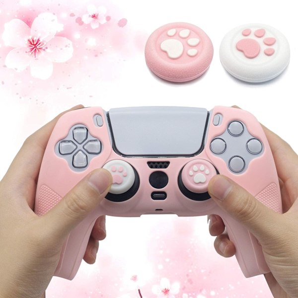 Skin för PS5-kontroll Grip Cover Anti-Slip Silikon Skydd Gummi Case Söt Kawaii Tillbehör Set Gamepad Joystick Skal med 2 Tumgreppskåpor