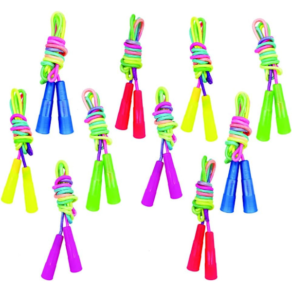 10 pcs Rainbow Jump Rope Set Durable Nylon Skipping Ropes,Safty Vibrant Jumping Ropes for Girls or Boys Physical Education Skipping Rope(7.2 Feet)