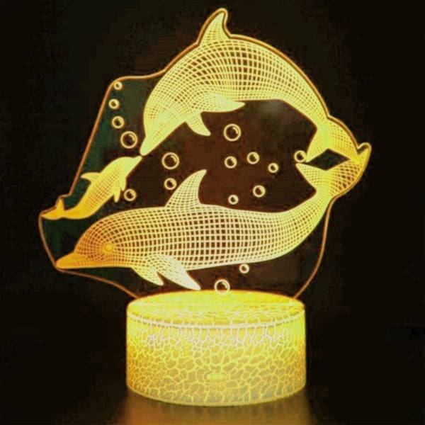 3D Delfin Fjärrkontroll 16 Färger Nattlampa Illusion Akryl LED Bord Sänglampa Barn Sovrum Skrivbords Dekoration Födelsedag Julgåva Leksak
